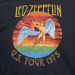 Led Zeppelin US Tour 1975 Hoodie Fruit of the Loom Black Classic Sweat L